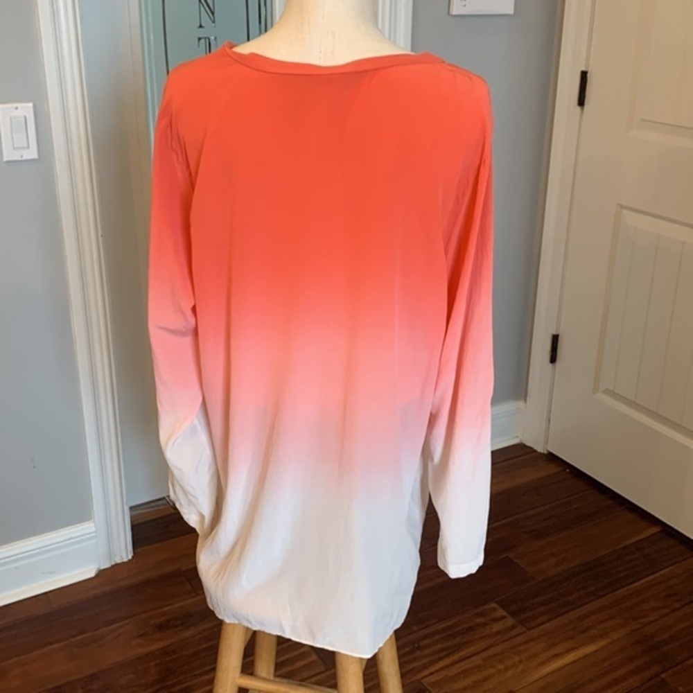 Soft 100% silk Soft Surroundings ombré pink white long oversized blouse - Picture 5 of 10